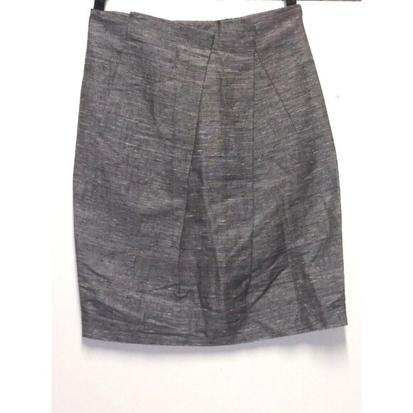 NWOT Lida Baday Pencil Skirt Silk Linen blend Womens Sz 6 Gray Pockets career - Picture 1 of 12